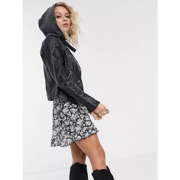 NEW WE THE FREE by Free People Women’s Small New Dawn Vegan Faux Leather Black M - Picture 6 of 9